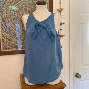 Marc Jacobs Blue Bow Front Sleeveless Silk Blouse - Size S